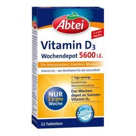 Abtei Vitamin D3 5.600 I.e. Wochendepot Tabletten (12 stk) – PZN 10303552 из Германии