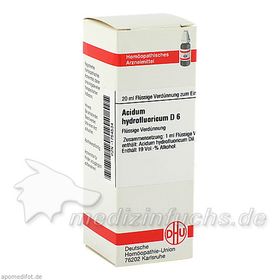 ACIDUM HYDROFLUOR D 6, 20 ML – PZN 1754534 из Германии