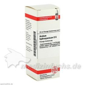 ACIDUM HYDROCYANIC D 6, 20 ML – PZN 4200753 из Германии