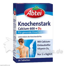 Abtei Knochenstark Calcium 600+D3, 28 ST – PZN 4262369 из Германии