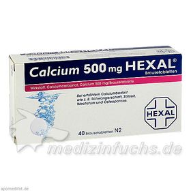 CALCIUM 500 HEXAL, 40 ST – PZN 7383903 из Германии