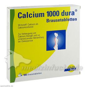 Calcium 1000 Dura Brausetabletten, 100 ST – PZN 7730316 из Германии