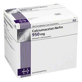 Calciumacetat Nefro 950 mg Filmtabletten (200 stk) – PZN 3078209 из Германии
