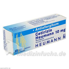 Cetirizin Heumann 10mg Filmtabletten, 50 ST – PZN 2075462 из Германии