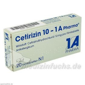 Cetirizin 10 - 1 A Pharma, 20 ST – PZN 3823570 из Германии