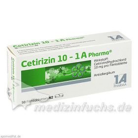 Cetirizin 10 - 1 A Pharma, 50 ST – PZN 3823630 из Германии