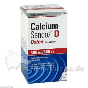 CALCIUM SANDOZ D OSTEO 500MG/400I.E. Kautablette, 120 ST – PZN 490429 из Германии