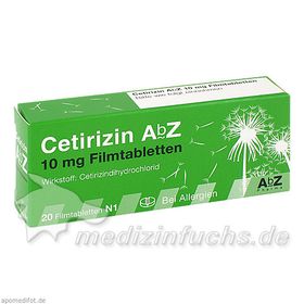 Cetirizin AbZ 10mg Filmtabletten, 20 ST – PZN 6716136 из Германии