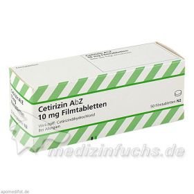 Cetirizin AbZ 10mg Filmtabletten, 50 ST – PZN 6716142 из Германии