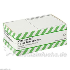 Cetirizin AbZ 10mg Filmtabletten, 100 ST – PZN 6716159 из Германии