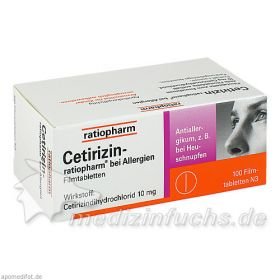 Cetirizin-ratiopharm bei Allergien 10 mg Filmtabl., 100 ST – PZN 2158165 из Германии