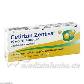 Cetirizin Zentiva 10 mg Filmtabletten, 20 ST – PZN 365492 из Германии