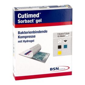 Cutimed Sorbact Gel Kompressen 7,5x7,5 cm (12 stk) – PZN 7353434 из Германии