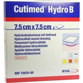 Cutimed Hydro B 7.5x7.5cm Hydrokoll.Verb.m.Haftr, 5 ST – PZN 1021398 из Германии