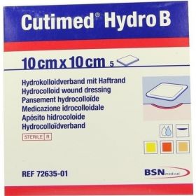 Cutimed Hydro B 10x10cm Hydrokoll.Verb.m.Haftrand, 5 ST – PZN 1021406 из Германии