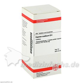 CUPRUM ACET D 4, 200 ST – PZN 2128081 из Германии