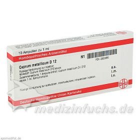 CUPRUM METALLICUM D 12 Ampullen, 10X1 ML – PZN 2823680 из Германии