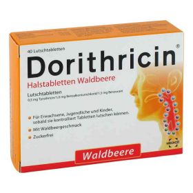 Dorithricin Halstabletten Waldbeere 0,5mg/1,0mg/1,5mg (40 stk) – PZN 10078428 из Германии