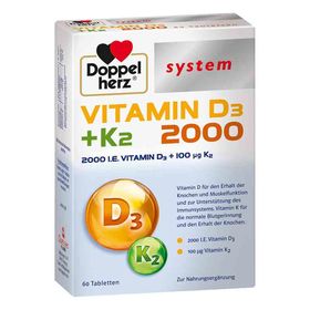 Doppelherz Vitamin D3 2000+k2 system Tabletten (60 stk) – PZN 14063814 из Германии
