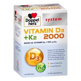Doppelherz Vitamin D3 2000+k2 system Tabletten (120 stk) – PZN 14063820 из Германии