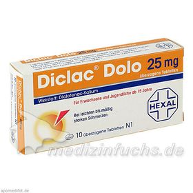 Diclac Dolo 25mg überzogene Tabl., 10 ST – PZN 5954827 из Германии