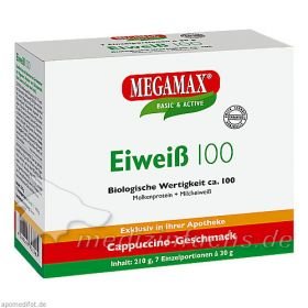 Eiweiss 100 Cappuccino Megamax, 7X30 G – PZN 10133587 из Германии
