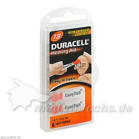 DURACELL 13 Easy TAB Hörgerätebatterie, 6 ST – PZN 2169714 из Германии