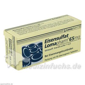 Eisensulfat Lomapharm 65mg, 50 ST – PZN 2750538 из Германии
