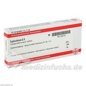 EUPHORBIUM D 6 Ampullen, 10X1 ML – PZN 2827100 из Германии