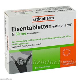 Eisentabletten-ratiopharm N 50mg Filmtabletten, 100 ST – PZN 6957905 из Германии