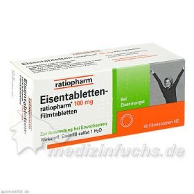 Eisentabletten-ratiopharm 100mg Filmtabletten, 50 ST – PZN 6958537 из Германии