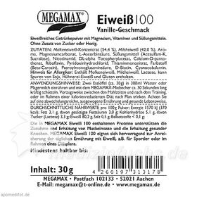Eiweiss 100 Vanille Megamax, 30 G – PZN 9198127 из Германии