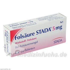 Folsäure STADA 5mg Tabletten, 20 ST – PZN 1328599 из Германии