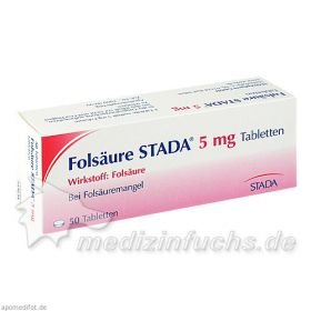 Folsäure STADA 5mg Tabletten, 50 ST – PZN 1328607 из Германии