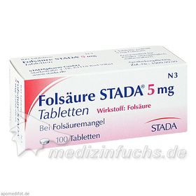Folsäure STADA 5mg Tabletten, 100 ST – PZN 1328613 из Германии