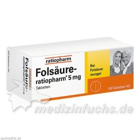 Folsäure-ratiopharm 5 mg, 100 ST – PZN 4010113 из Германии