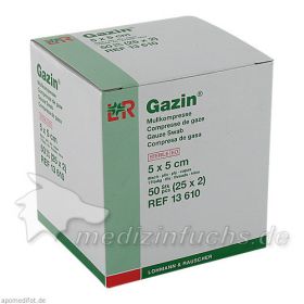 Gazin Kompresse 5x5cm 8fach steril, 25X2 ST – PZN 3449002 из Германии