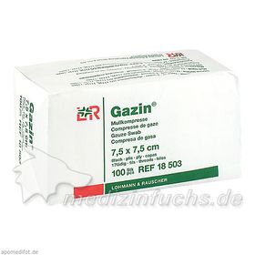 GAZIN Kompresse 7.5x7.5cm 8fach OP, 100 ST – PZN 3959387 из Германии