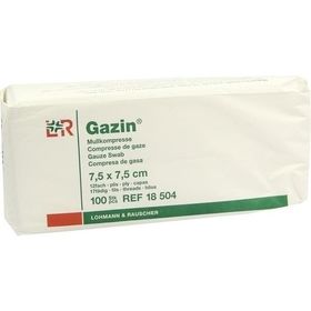 GAZIN Kompresse 7.5x7.5cm 12fach OP, 100 ST – PZN 3959393 из Германии