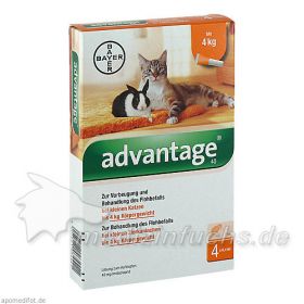 ADVANTAGE 40 mg Lsg.f.kl.Katzen/kl.Zierkaninchen, 4X0.4 ML – PZN 9670096 из Германии