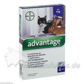 ADVANTAGE 80 mg f.gr.Katzen u.gr.Zierkaninchen, 4X0.8 ML – PZN 9670104 из Германии