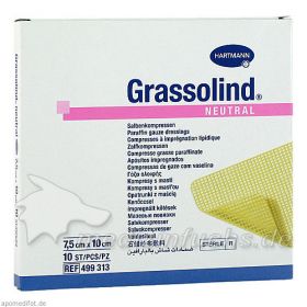 GRASSOLIND Salbenkompressen steril 7.5X10CM, 10 ST – PZN 3245624 из Германии