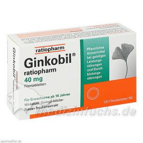 GINKOBIL-ratiopharm 40mg Filmtabletten, 120 ST – PZN 6680817 из Германии
