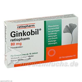 GINKOBIL ratiopharm 80 mg Filmtabletten, 30 ST – PZN 6680823 из Германии