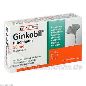 GINKOBIL ratiopharm 80 mg Filmtabletten, 60 ST – PZN 6680846 из Германии