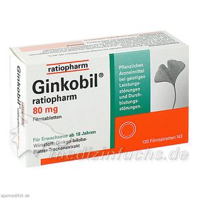 GINKOBIL ratiopharm 80 mg Filmtabletten, 120 ST – PZN 6680852 из Германии