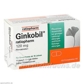 GINKOBIL ratiopharm 120 mg Filmtabletten, 120 ST – PZN 6680881 из Германии