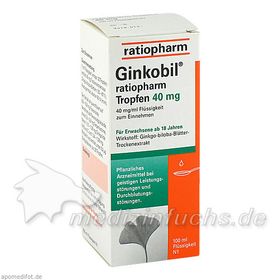 GINKOBIL ratiopharm Tropfen 40 mg, 100 ML – PZN 6680898 из Германии