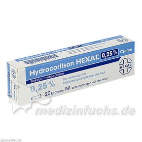 Hydrocortison-HEXAL 0.25% Creme, 20 G – PZN 2756593 из Германии