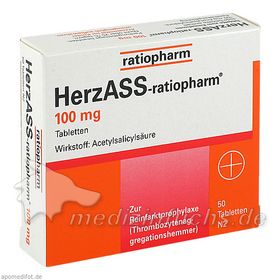 HerzASS-ratiopharm 100 mg, 50 ST – PZN 4559655 из Германии